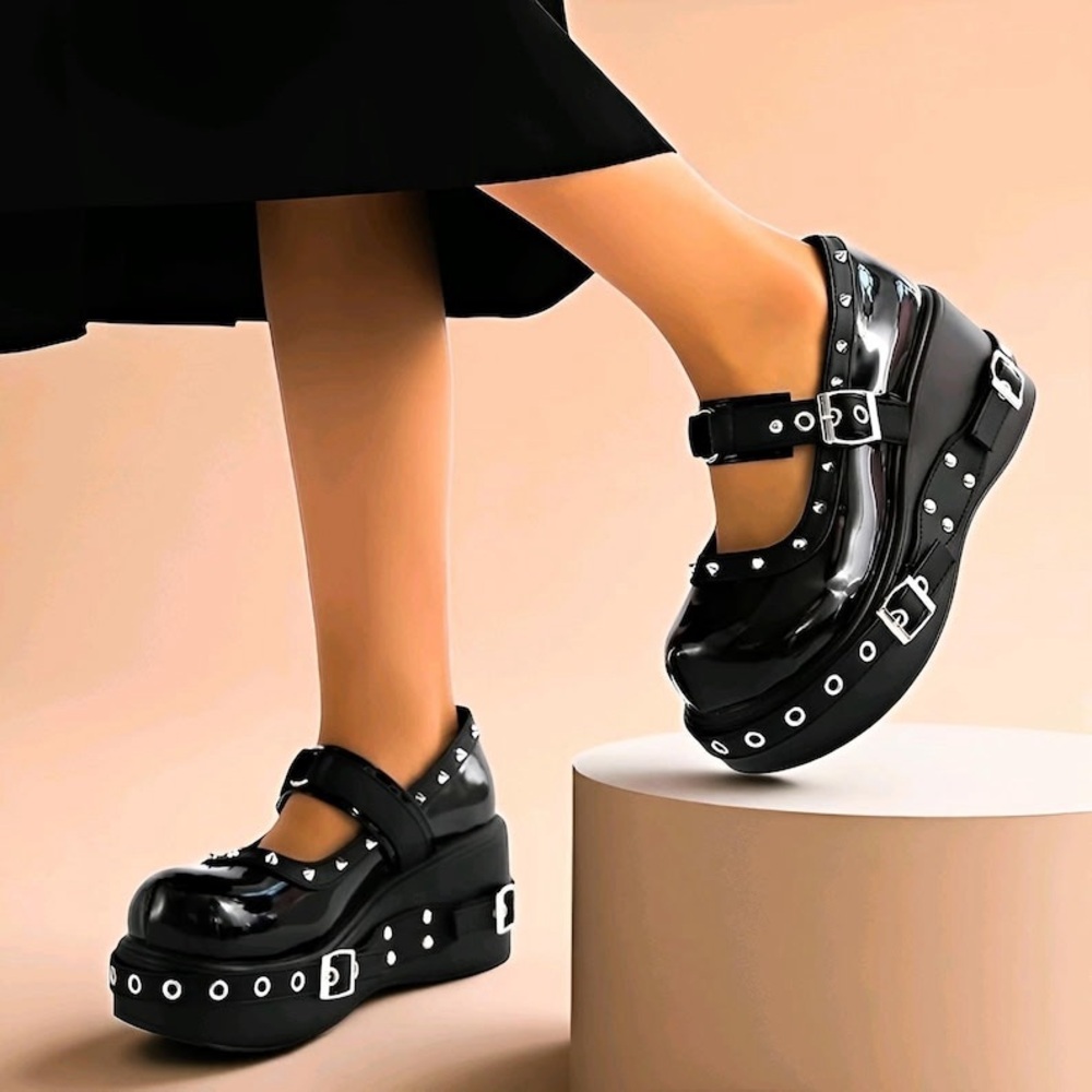 Black Platform Mary Jane Shoes